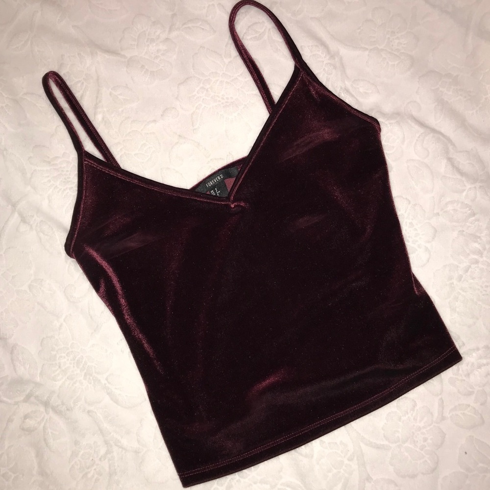 Red Velvet Cropped Tank-Top
